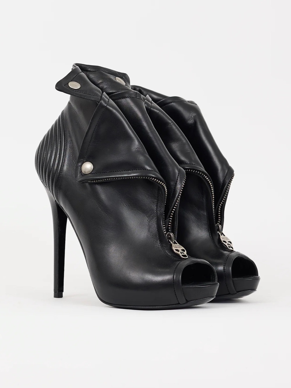 RARE! NWT Authentic Alexander McQueen Leather Peep-Toe High Heel Ankle Boots